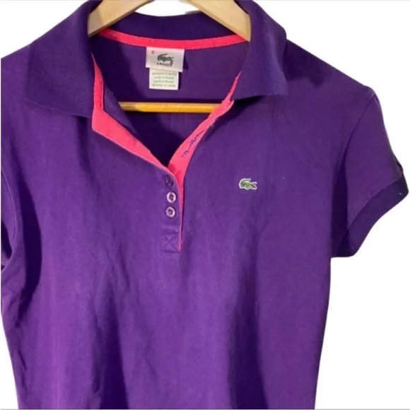 Lacoste purple women polo tee shirt | size 6 - Picture 2 of 2